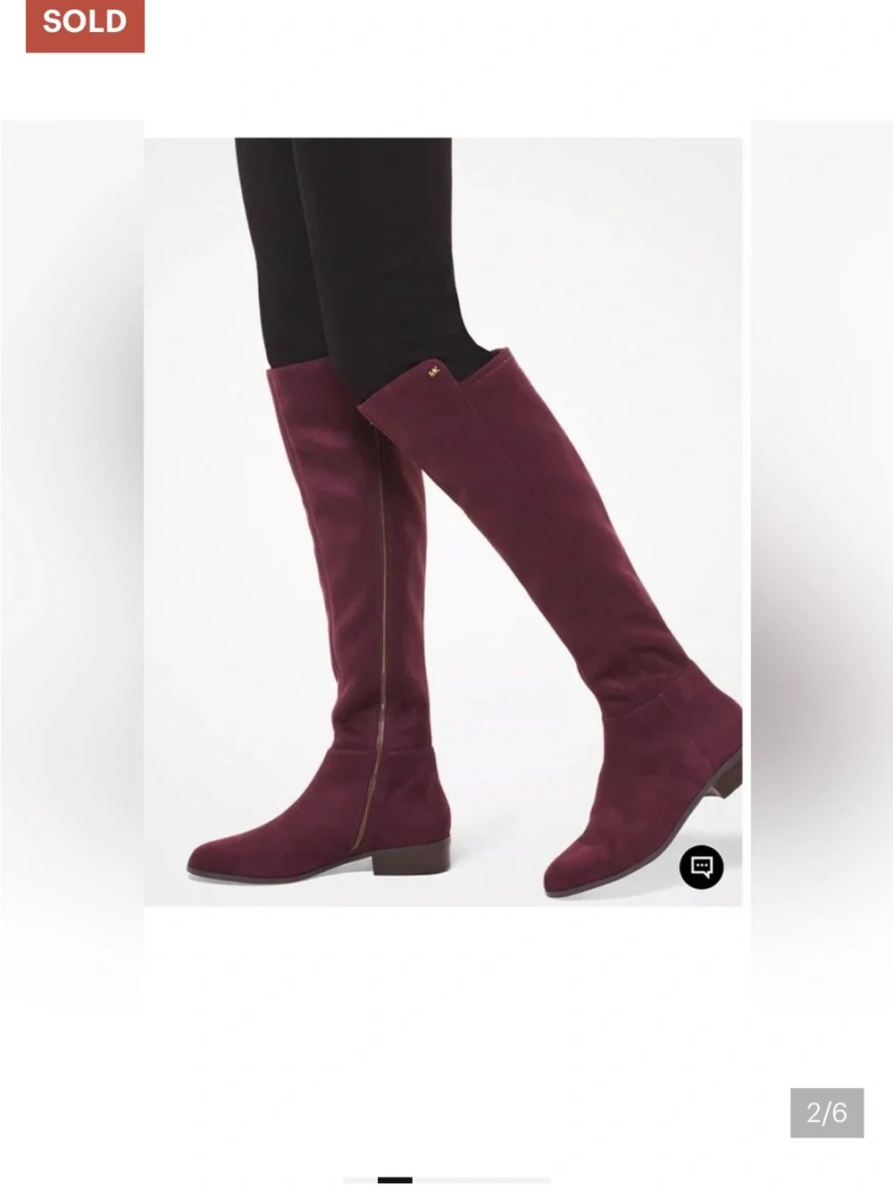 Michael Kors Bromley Flat Damson Suede Stretch Boots Burgundy Purple 7